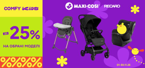 Знижки до -25% на обрані моделі товарів для прогулянок, дому та поїздок з дітками