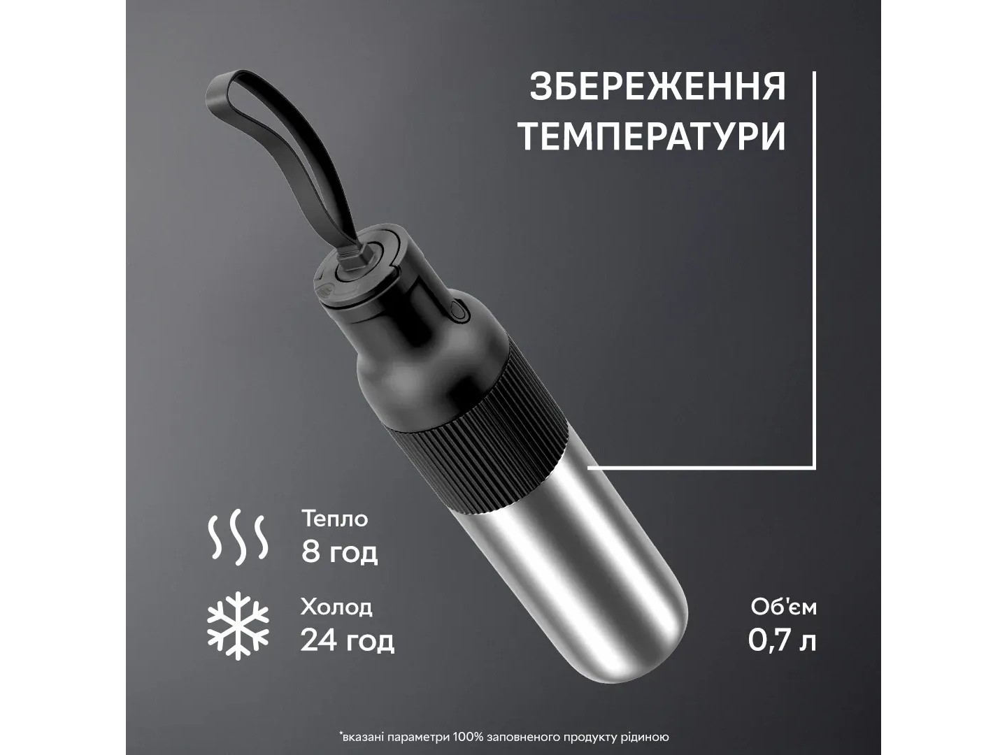 Термопляшка Tefal N3120710 BeYou Flip Lid 0,7 л чорна — фото 11