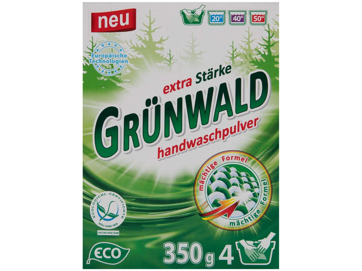 Пральний порошок GRUNWALD д/руч.прання Гірська Свіжість 350 г — фото 2